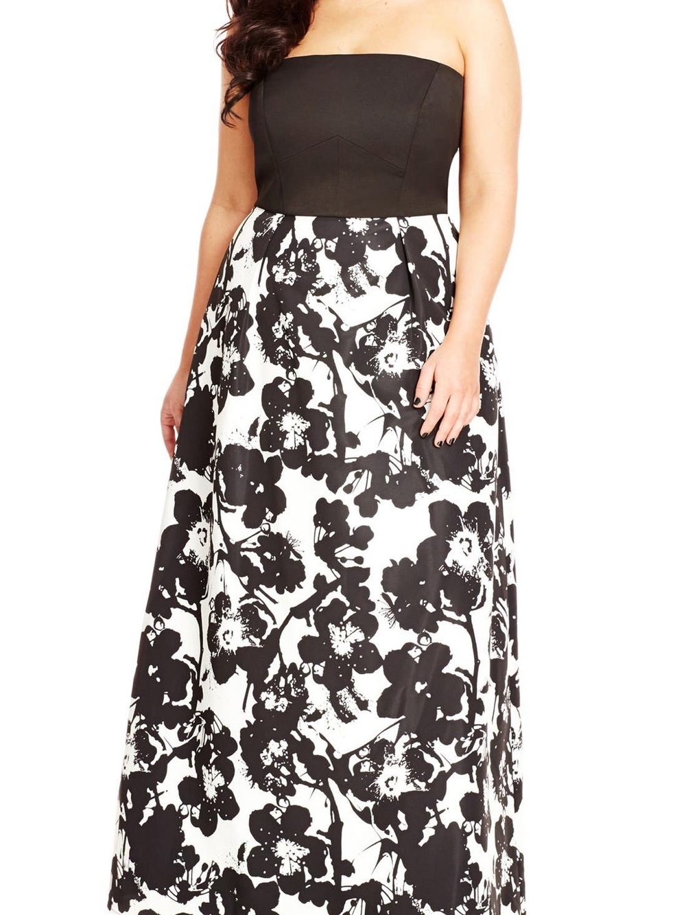 City Chic Black & White Floral Maxi Skirt